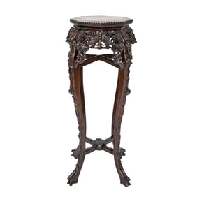 19th C. Chinese Carved Teak Wood Stand