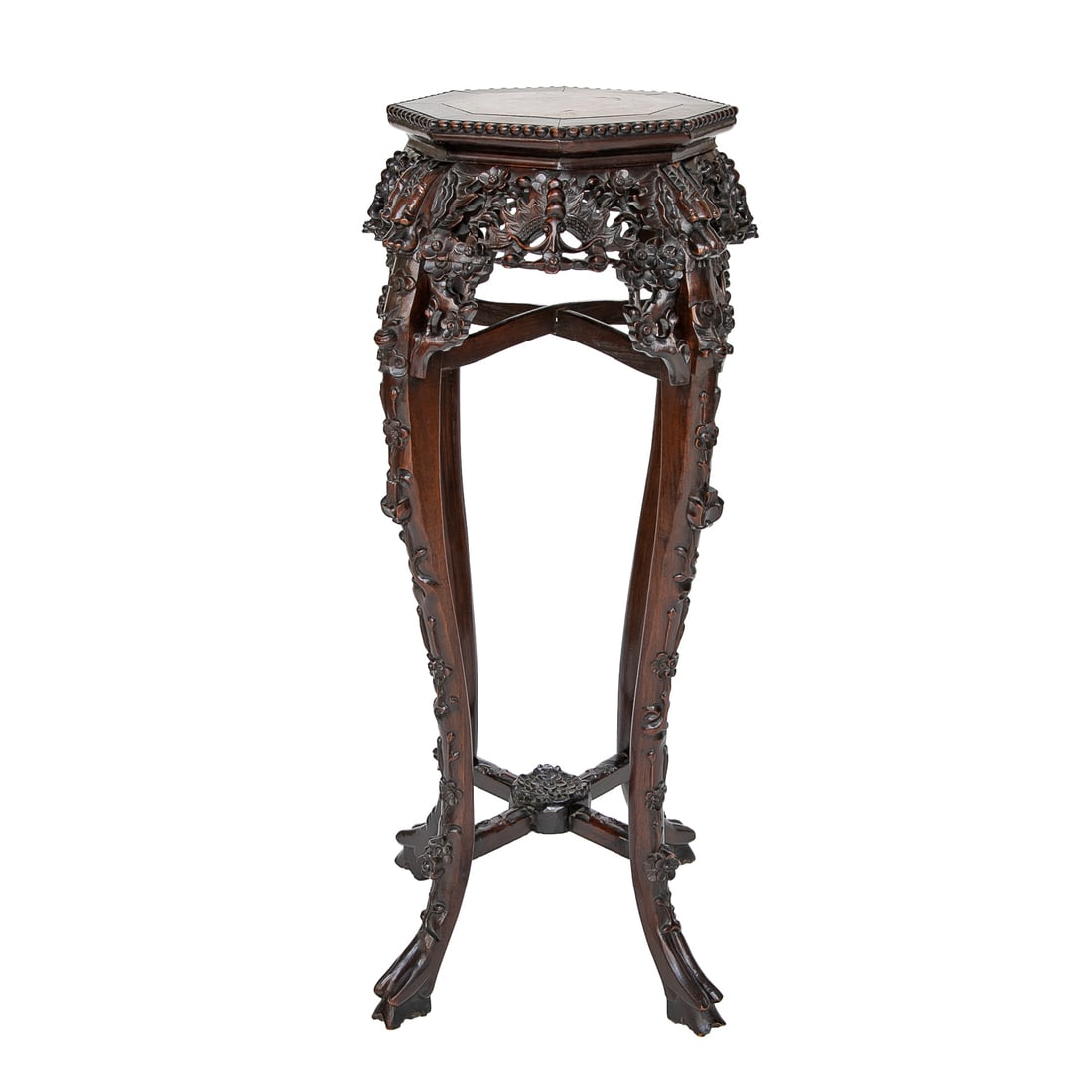 19th C. Chinese Carved Teak Wood Stand (1 of 6)