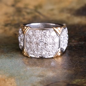 Platinum Natural Diamond Dinner Ring, Size 6.5