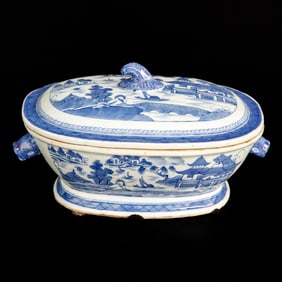 Late 19th C. Chinese Export Canton Tureen