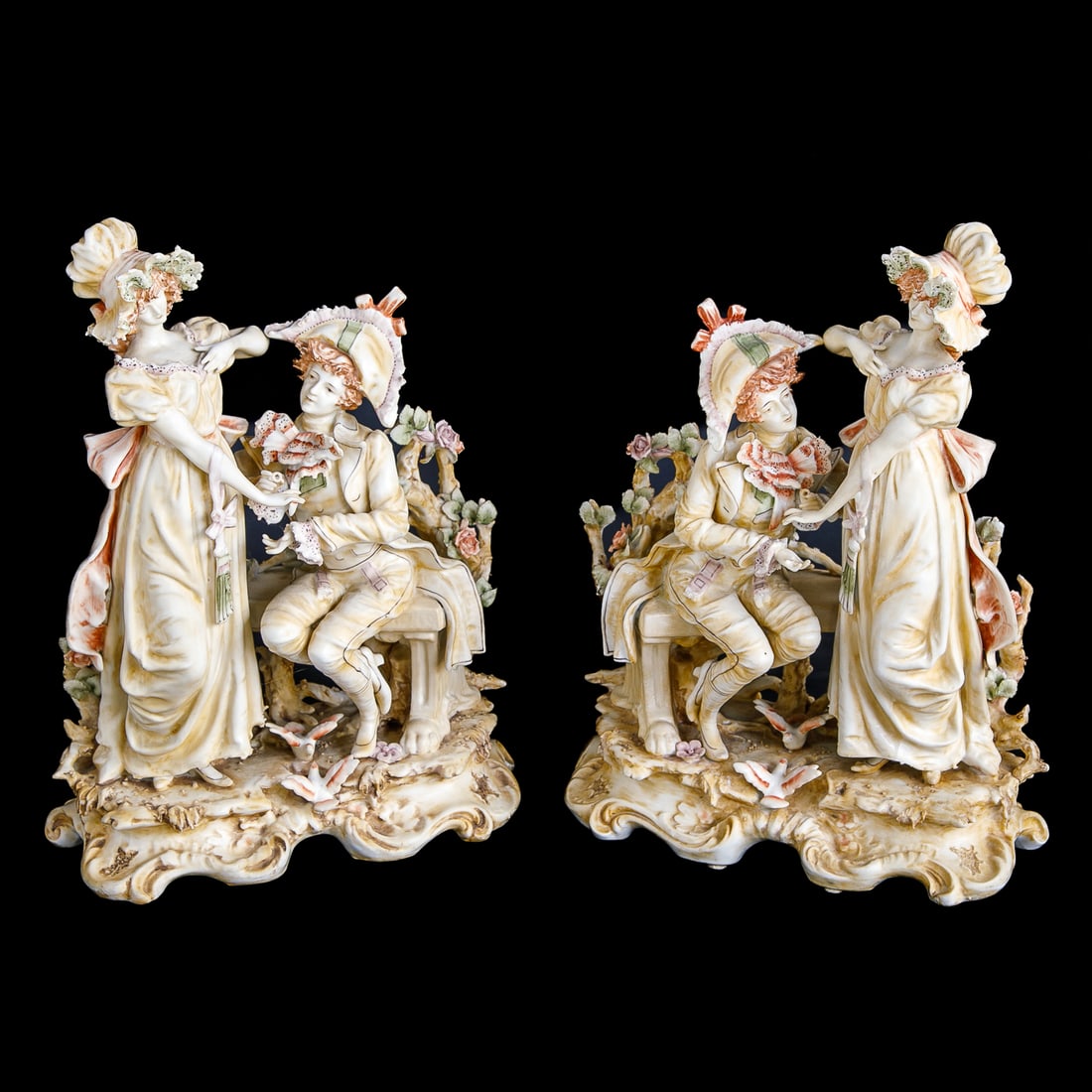 Late 19th C. Porcelain Bisque Style Figures, Pair (1 of 7)