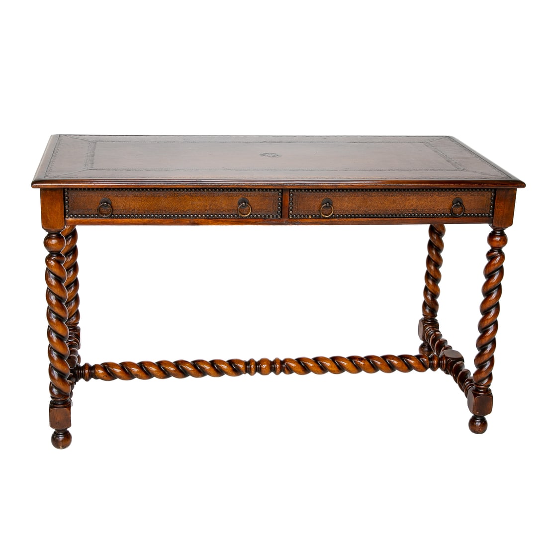 John-Richard Acacia Wood in Walnut Finish Leather Top Writing Desk (1 of 8)