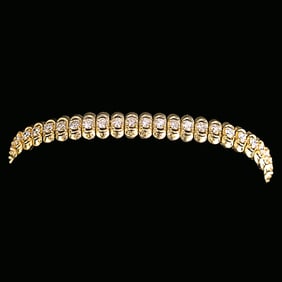 7 Inch 18K Yellow Gold Natural Diamond Bracelet