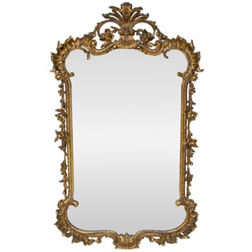 Early 20th C. Carved Gilt Wood Louis XV Style Wall Mirror