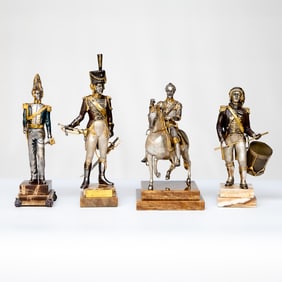 Vintage Guiseppe Vasari (Italy, 1934-2005) Gilt and Silver Bronze Figures, Four Total