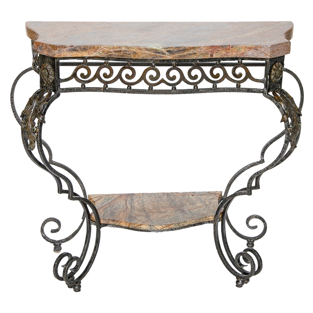 Theodore and Alexander Louis XVI Style Cast Metal Marble Top Console Table (1 of 8)