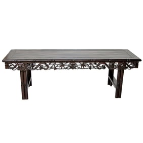 Antique Carved Rosewood Chinese Alter Bench