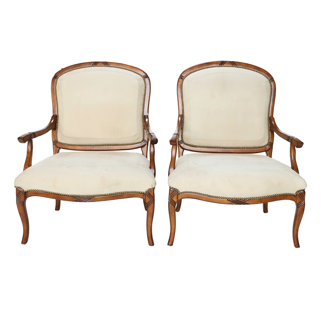 Whittemore-Sherrill Limited Furniture Company Louis XV Style Arm Chairs in Fruitwood Finish, Pair (1 of 9)