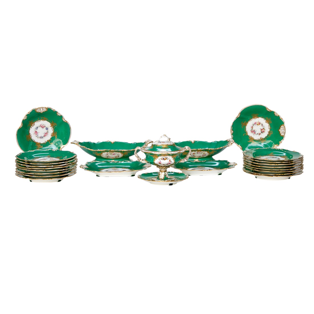 19th C. English Porcelain Minton Style Partial Dessert Service, Twenty-Three (23) Total Pieces (1 of 8)