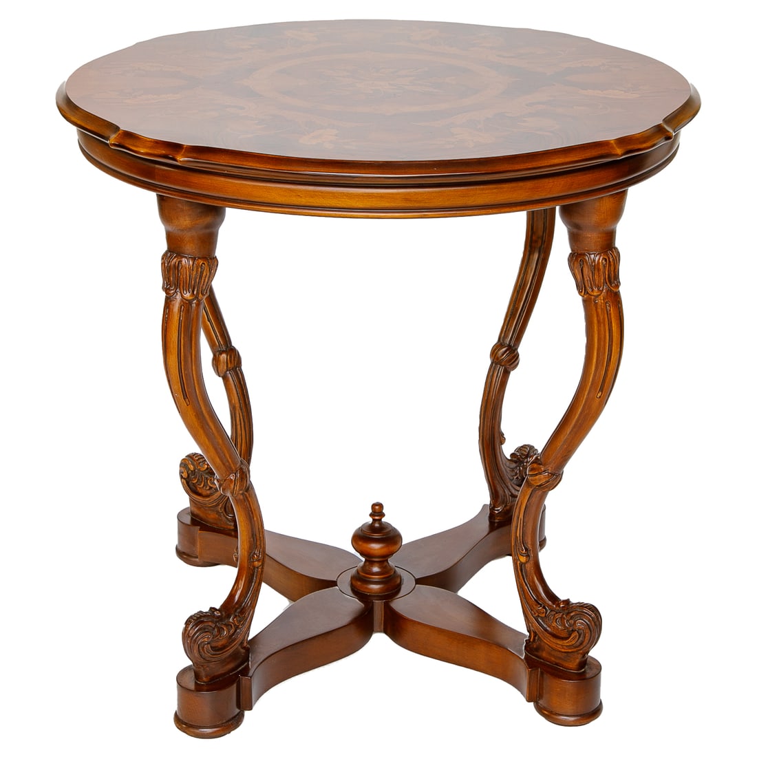 Vintage Italian Style Inlaid Circular Side Table (1 of 4)