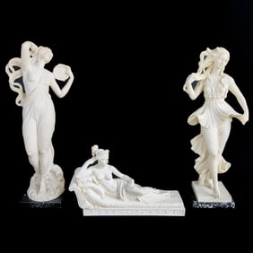 Group of Bisque Style Female Sculptures, Three Total