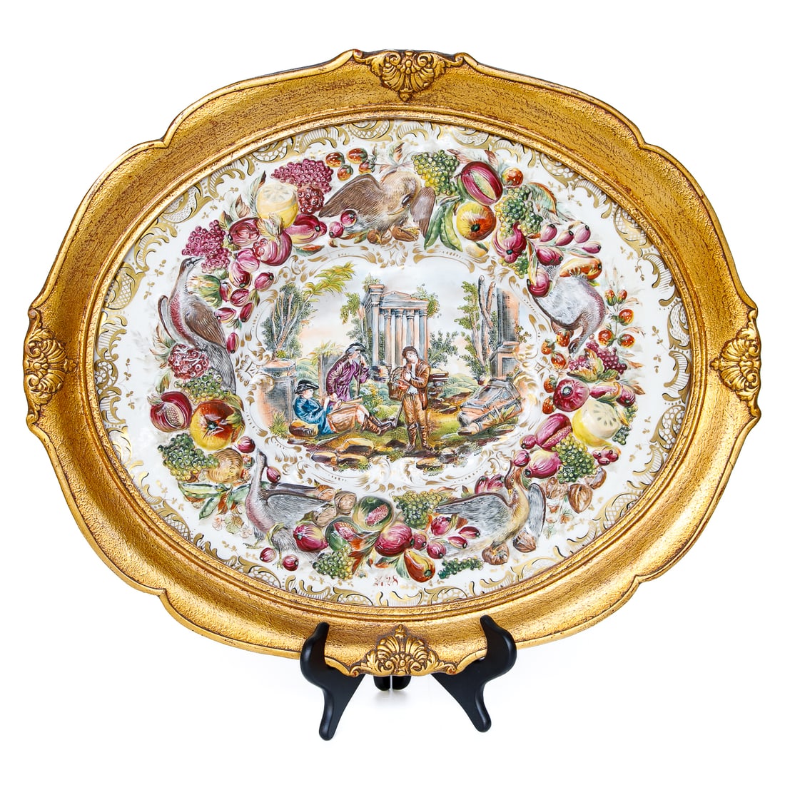 Vintage Italian Capodimonte Porcelain Framed Plaque (1 of 5)