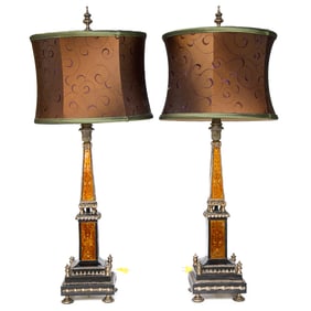 Vintage John-Richard Obelisk Form Table Lamps, Pair