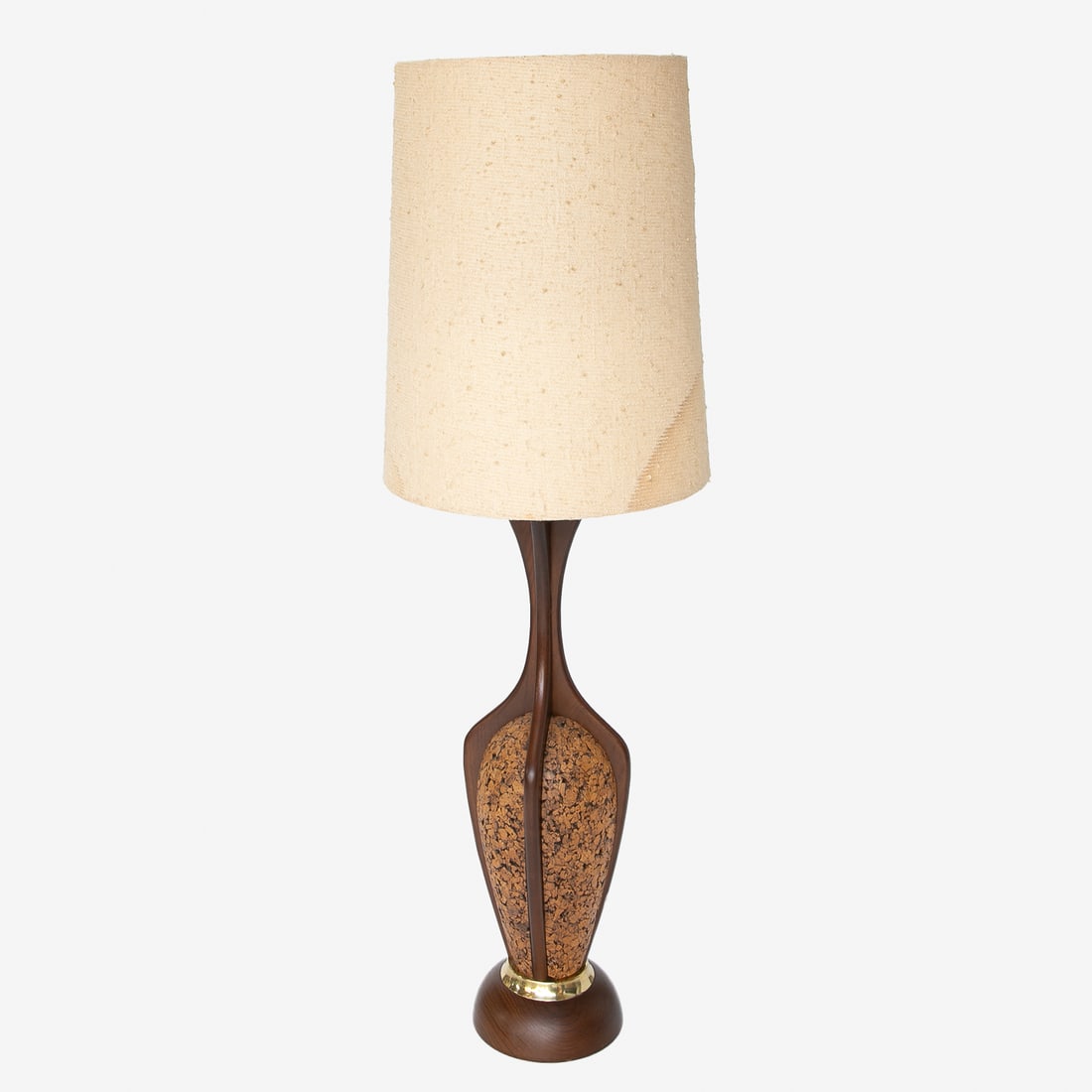 Mid Century Modern Mahogany and Cork Table Lamp (1 of 7)