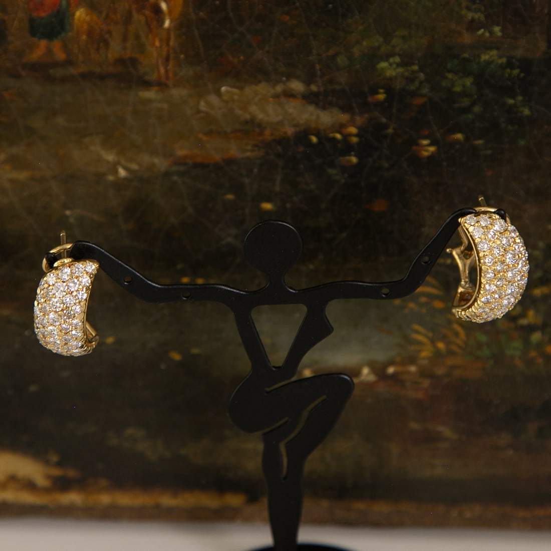 18K Yellow Gold Natural Diamond Earrings: 18K Yellow Gold Natural Diamond Earrings, Consisting of One Hundred-Six (106) Natural Brilliant-Cut Diamonds Weighing 4.30 Carats. Diamonds are F in Color and VS in Clarity. Earrings Weigh 12.5 Grams