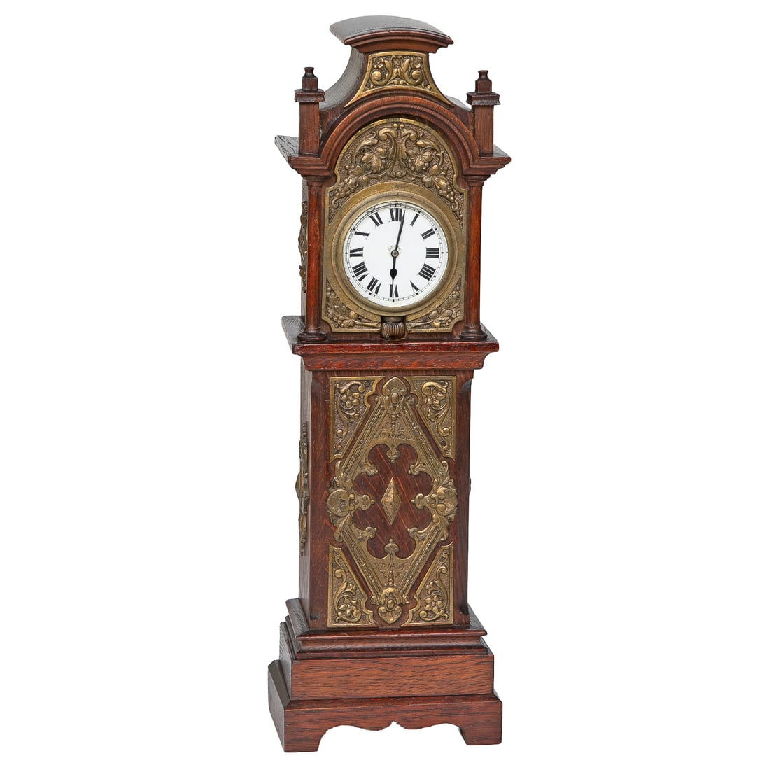 Vintage English Oak Miniature Grandfather Clock (1 of 7)