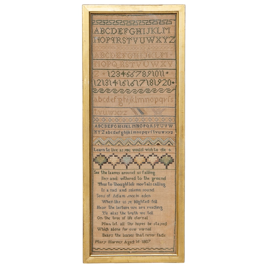 Early 19th C. Framed Needlepoint Sampler (1 of 5)