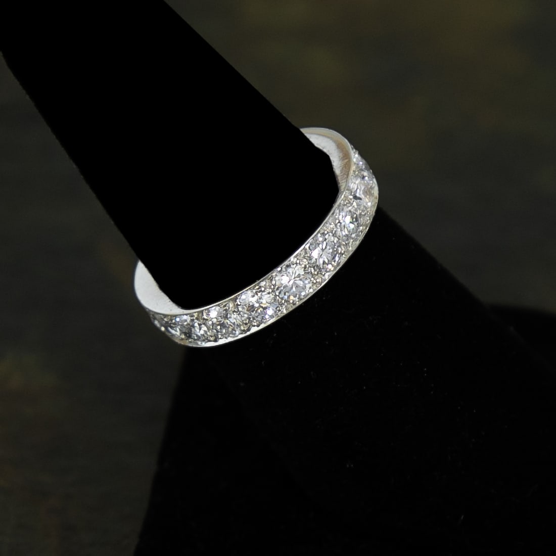 Tiffany & Co. Platinum Natural Diamond Eternity Ring, Size 6.5: Tiffany & Co. Platinum Natural Diamond Eternity Ring, Size 6.5, Consisting of Nineteen (19) Round Brilliant-Cut Diamonds Weighing a Total of 3.00 Carats. Diamonds are D-E in Color and VS in Clarity.