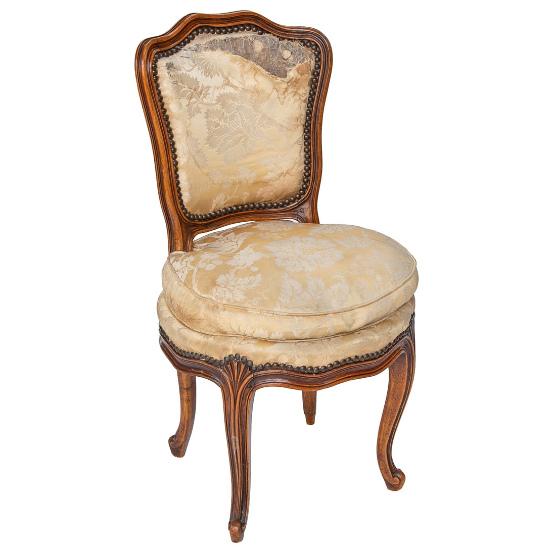 Late 19th C. French Walnut Louis XV Petite Chaise a la Reine (1 of 9)