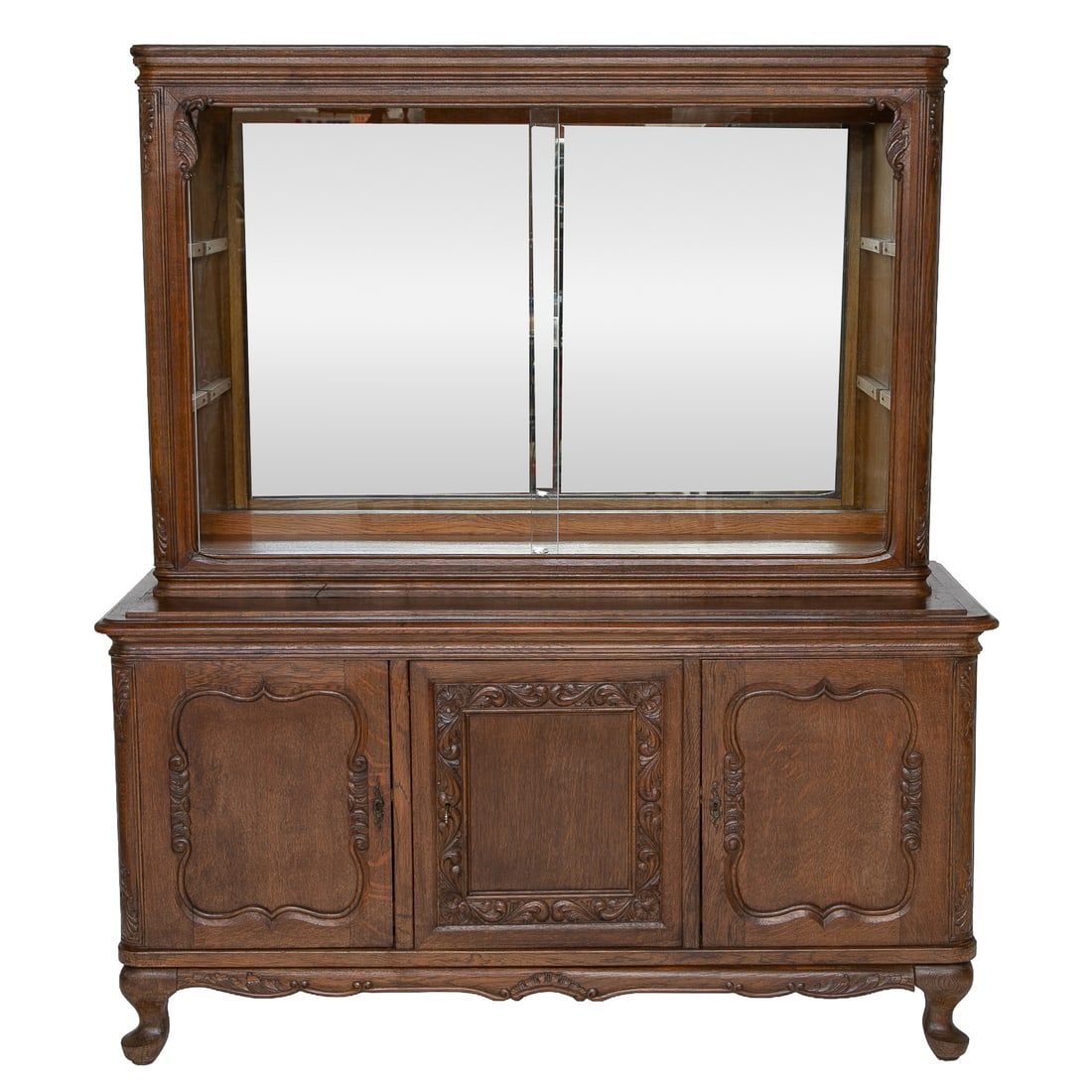 Vintage English Oak Carved Display Cabinet (1 of 9)