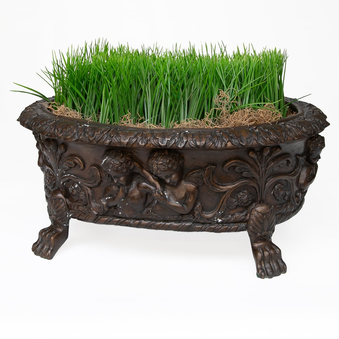 Footed Bronze Oval Planter - 3