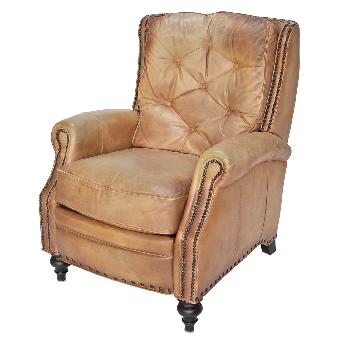 Bernhardt Miller Style Camel Color Leather Recliner Chair (1 of 10)
