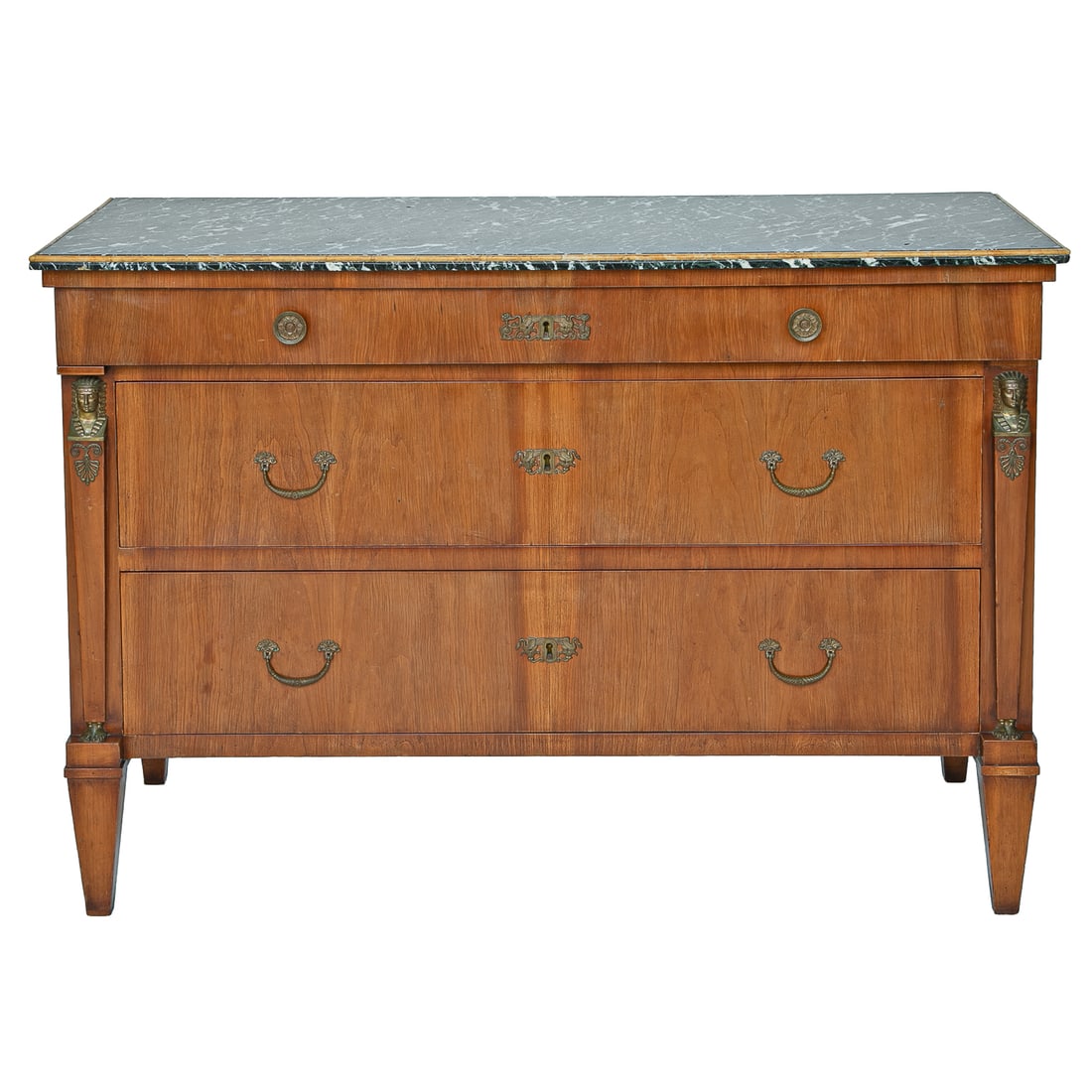 Vintage Fruit Wood French Empire Style Marble Top Commode (1 of 10)