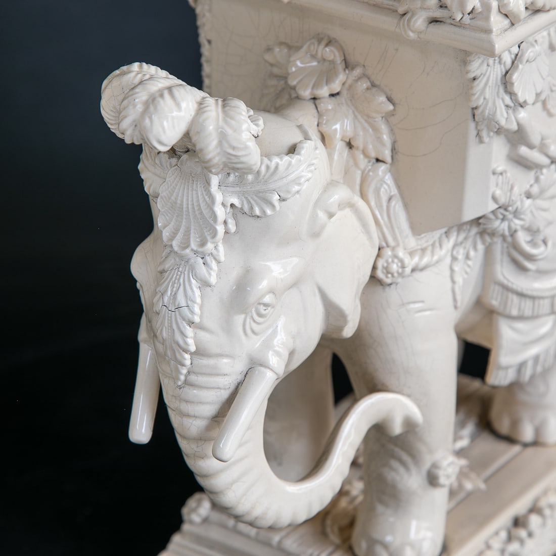 Unique Peter Weldon Staffordshire Creamware Elephant Candelabra, Pair - 9