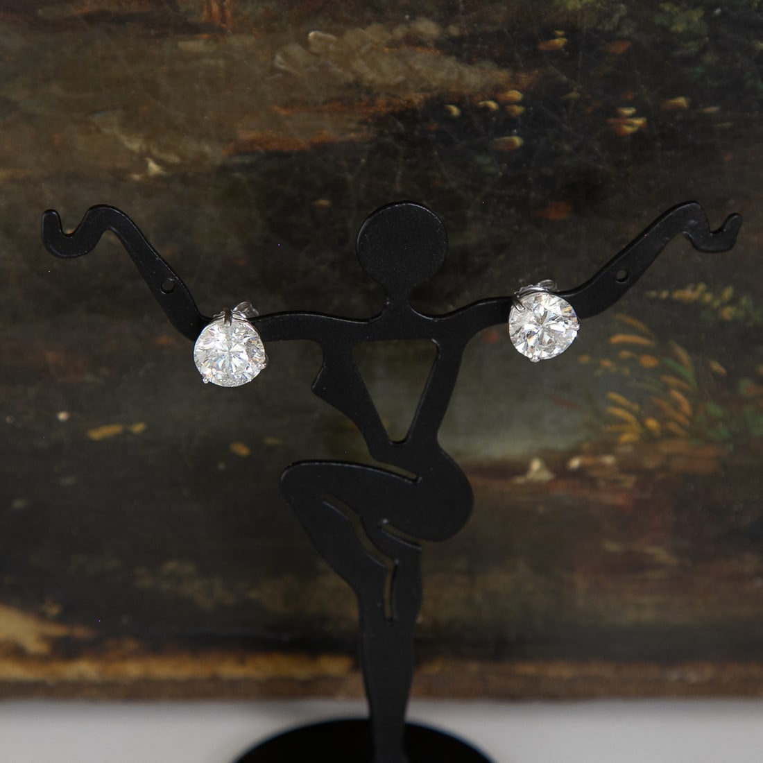 14K White Gold Natural Diamond Stud Earrings: 14K White Gold Natural Diamond Stud Earrings, Consisting of Two (2) Natural Round Brilliant-Cut Diamonds Weighing 4.50 Carats. Diamonds are F-G in Color and I1 in Clarity