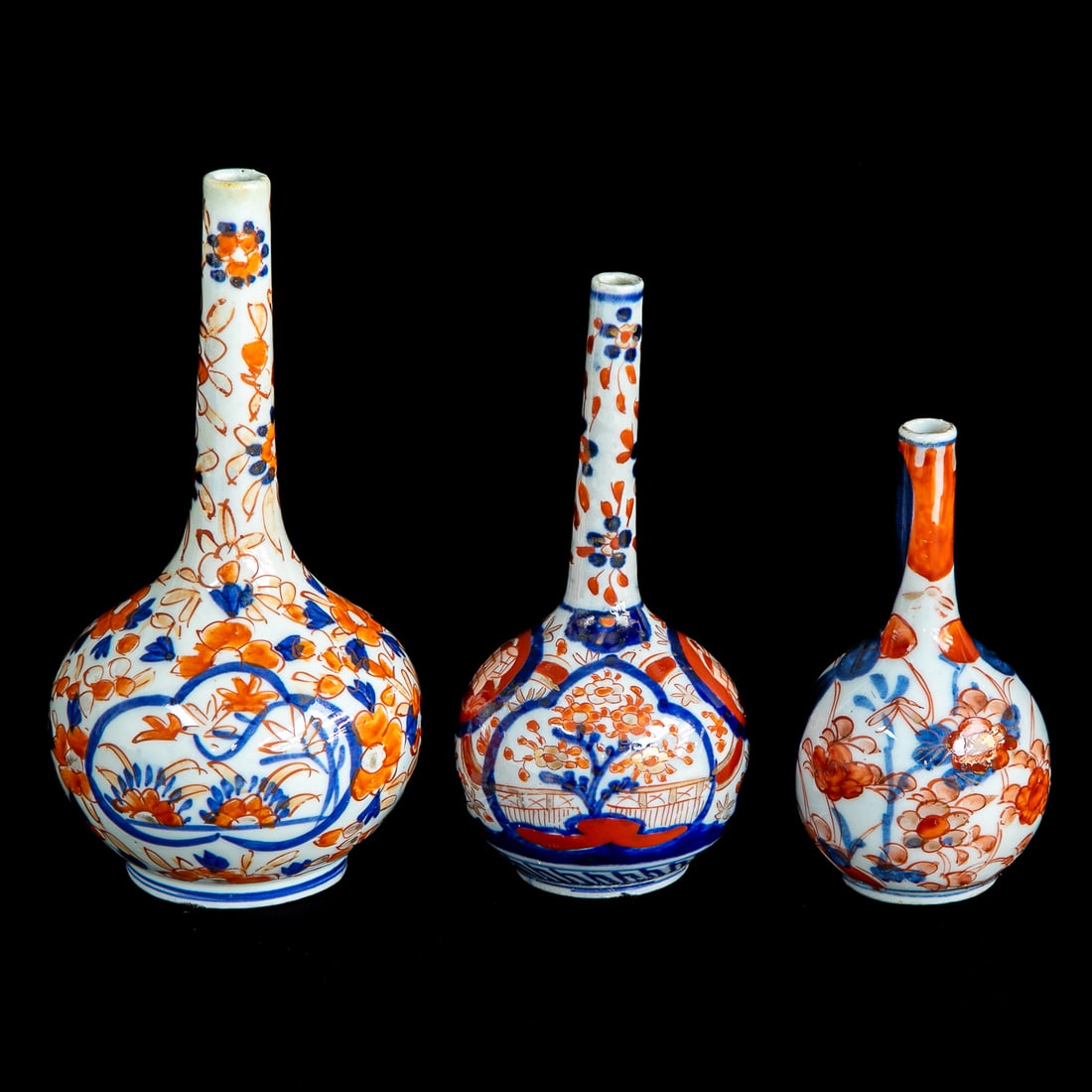 Late 19th C. Japanese Imari Bottle Vases, Three Total (1 of 6)