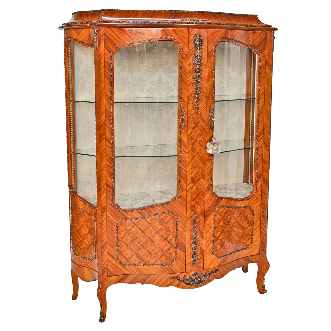 Early 20th C. French Louis XV Style Kings Wood Bronze Mounted Vitrine/Display Cabinet (1 of 10)