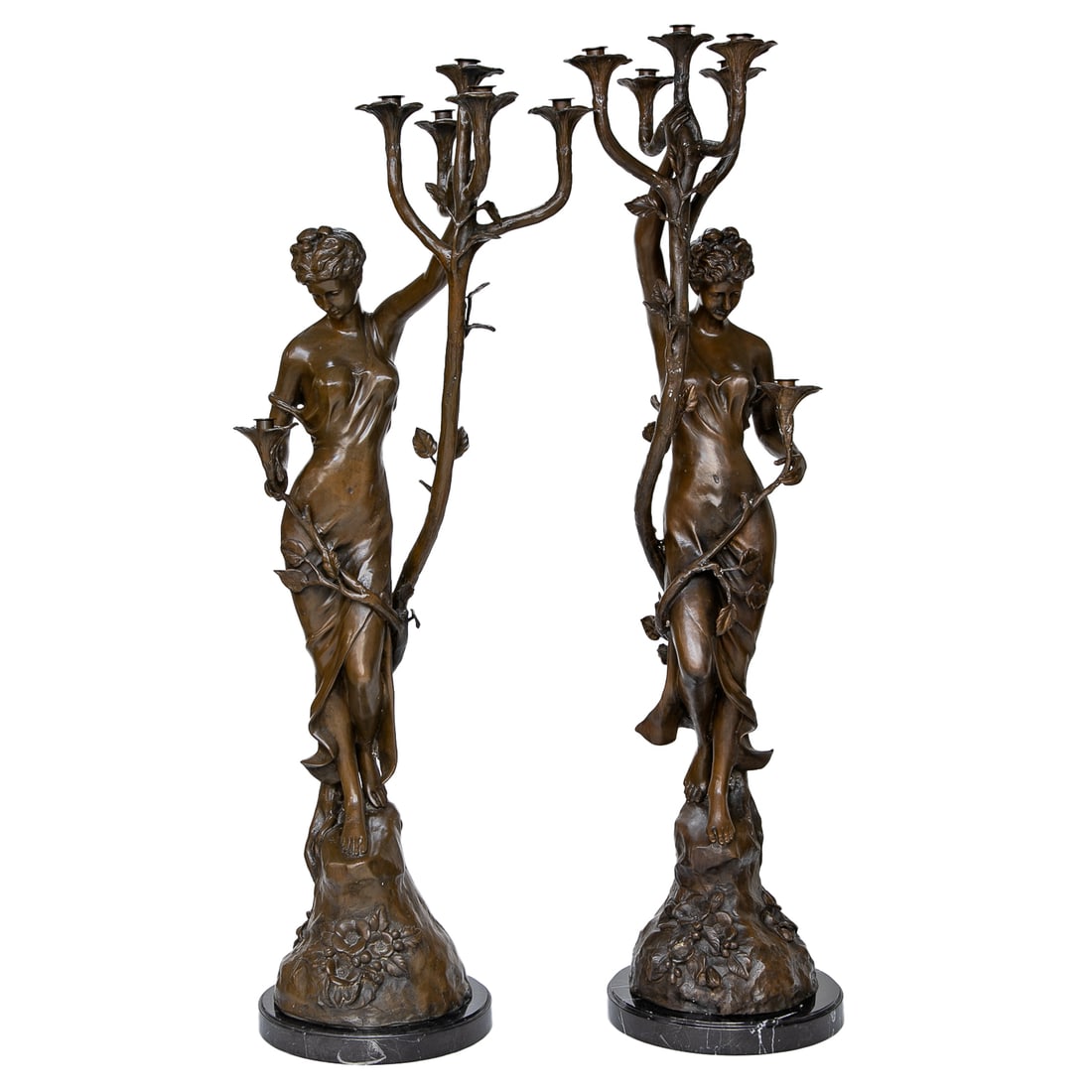 Bronze Art Deco Figural Candelabra, Pair (1 of 8)