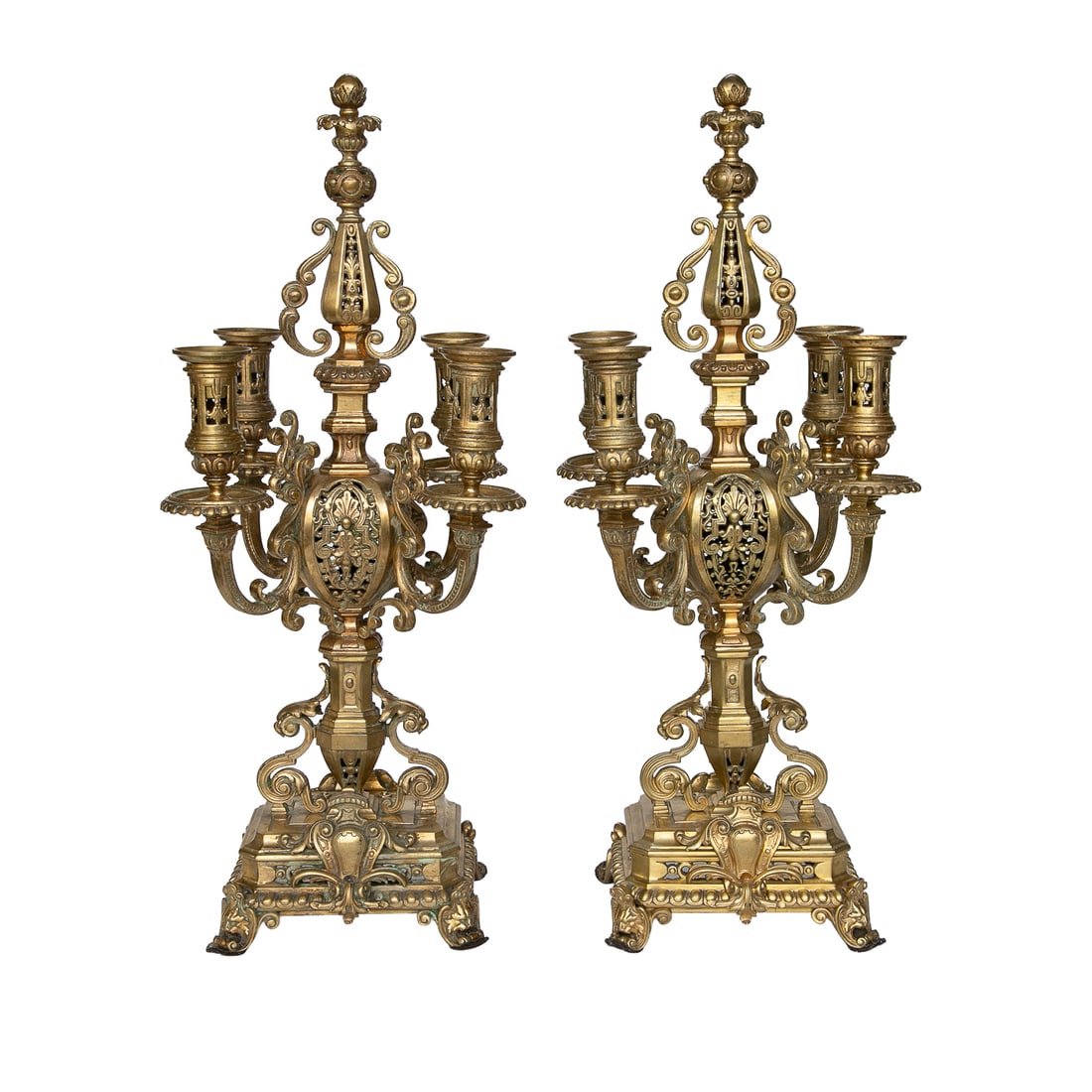 Late 19th/Early 20th C. French Gilt Bronze Louis XVI Style Candelabra, Pair (1 of 7)