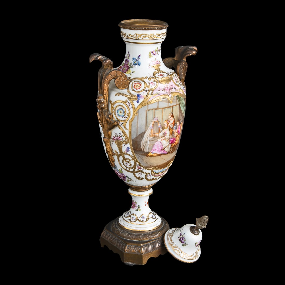 Late 19th C. French Sevres Porcelain Urns, Pair - 10