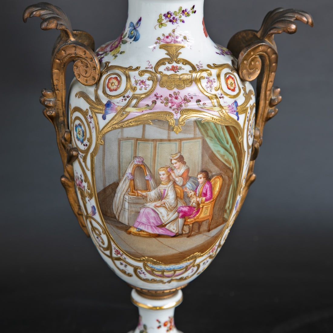 Late 19th C. French Sevres Porcelain Urns, Pair - 11