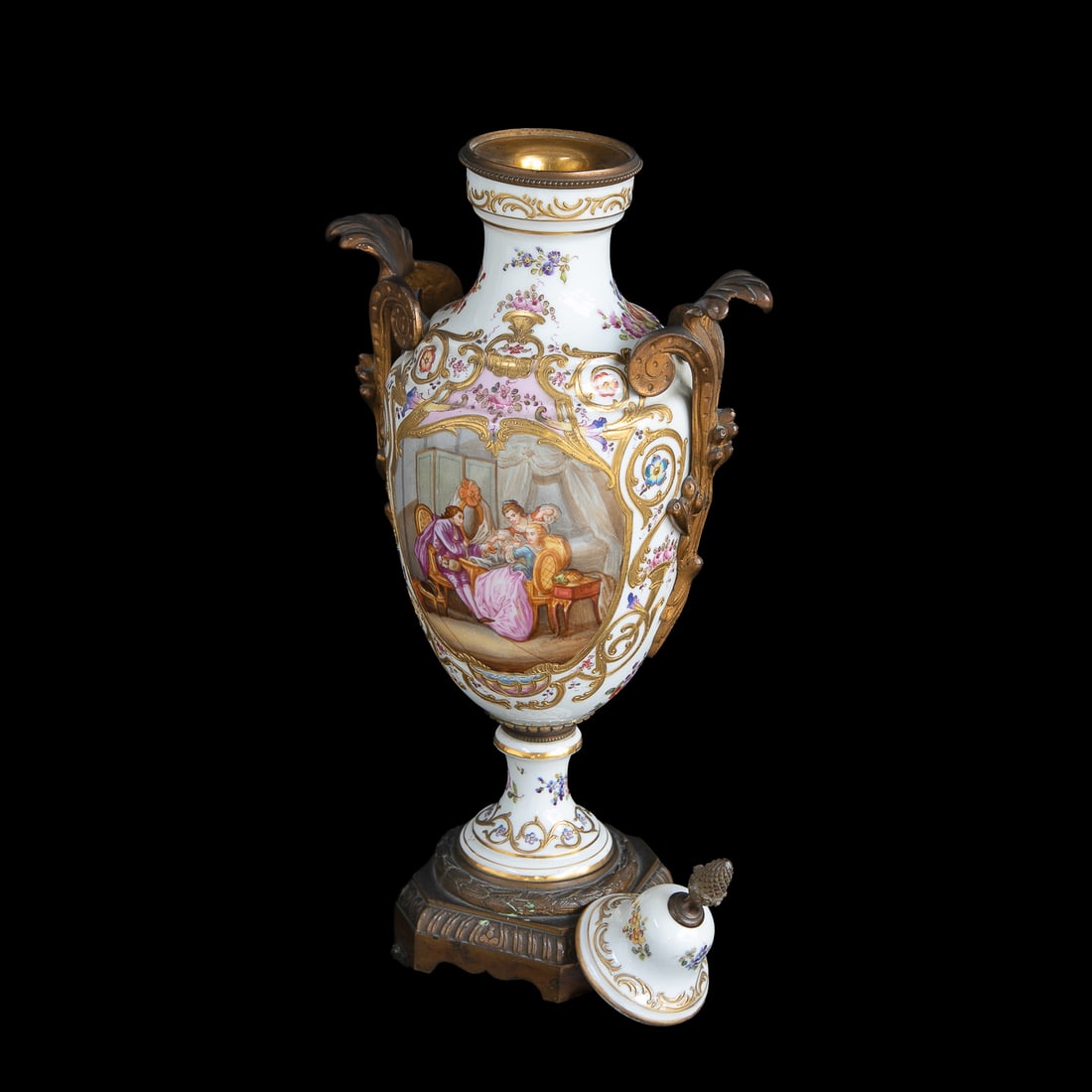 Late 19th C. French Sevres Porcelain Urns, Pair - 6