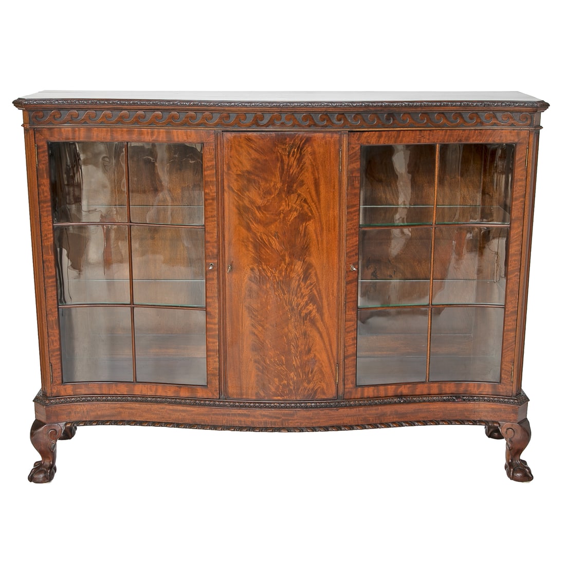 Late 19th C. English Mahogany Chippendale Style Bookcase Cabinet (1 of 9)