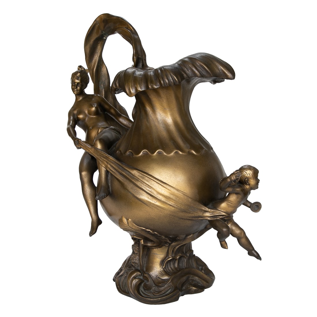 Antique Georges Charles Coudray (France, 1862-1932) Patinated Art Nouveau Style Pitcher (1 of 10)