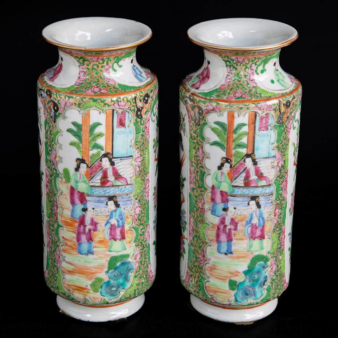 Late 19th C. Chinese Export Rose Medallion Vases, Pair (1 of 9)