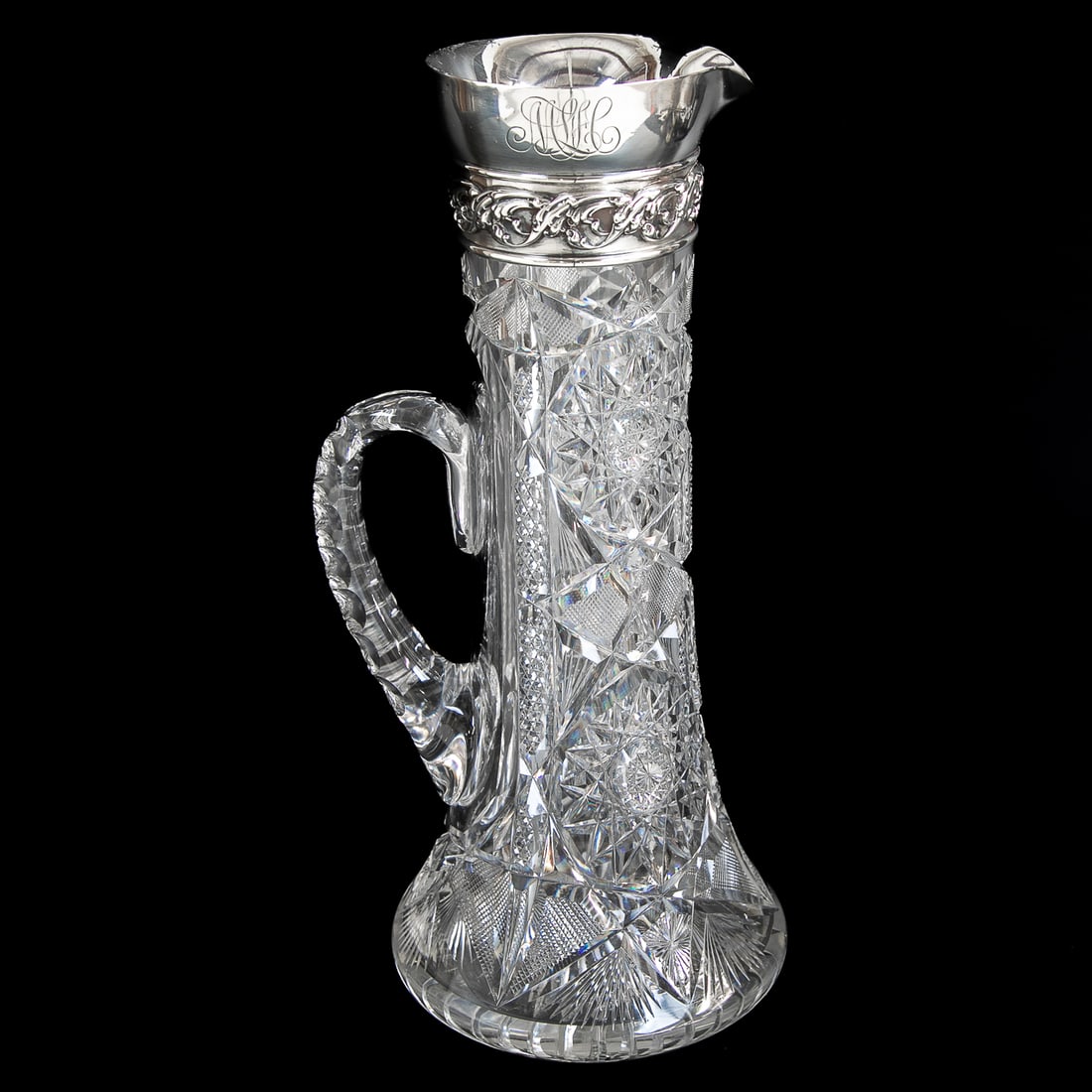Antique Cut Glass Pitcher With Sterling Silver Top (1 of 6)