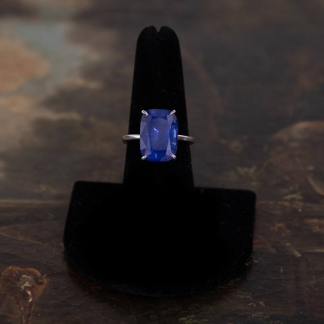 14K White Gold Natural Blue Sapphire Ring, Size 7.25: 14K White Gold Natural Blue Sapphire Ring, Size 7.25, Consisting of One Cushion-Cut Natural Blue Sapphire Weighing 12.79 Carats. Sapphire Has GIA Report #6233845461