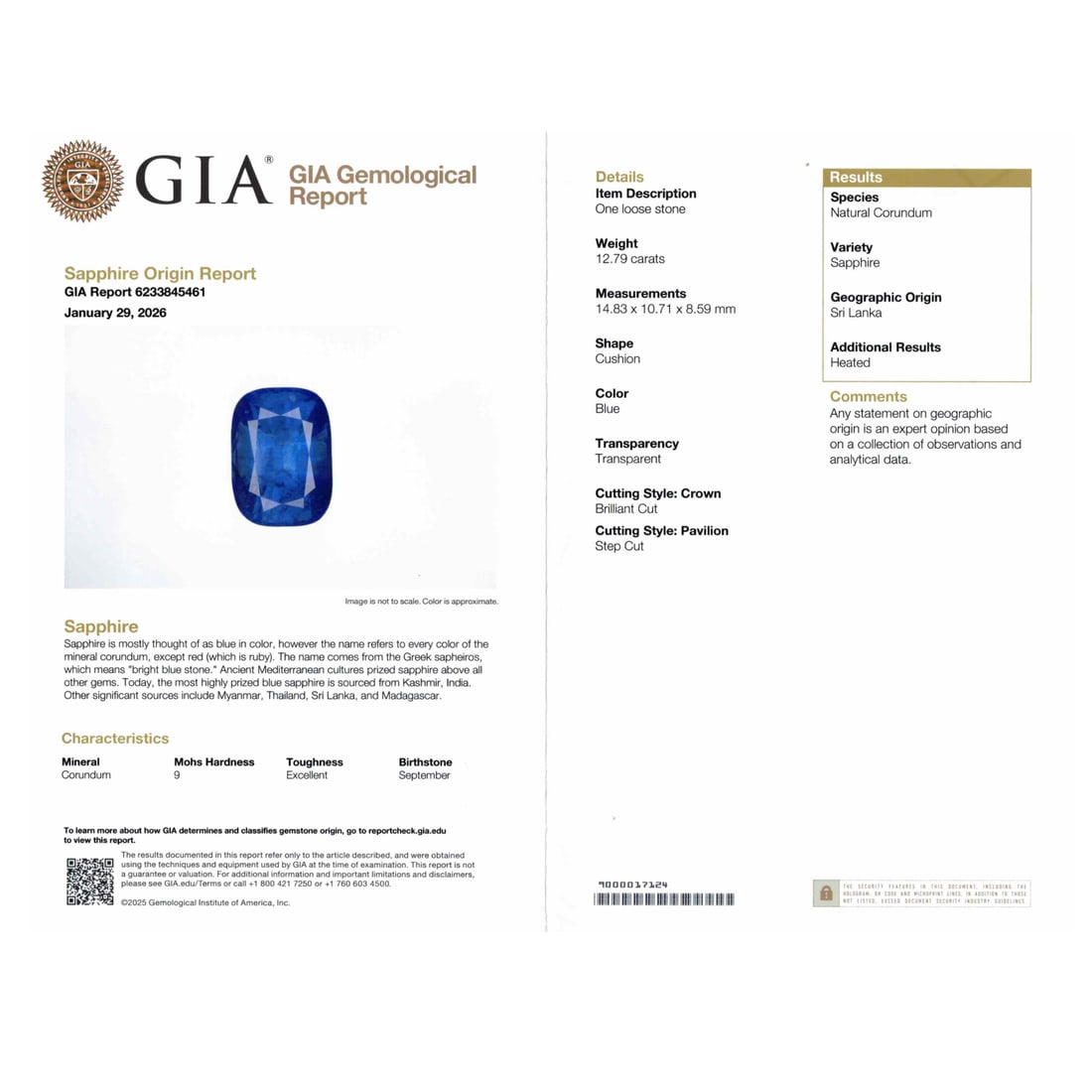 14K White Gold Natural Blue Sapphire Ring, Size 7.25 - 7