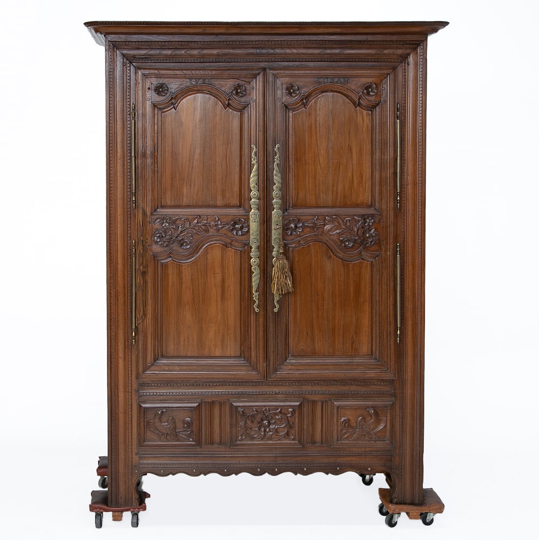 Late 19th C. French Carved Chestnut Marriage Armoire (1 of 7)