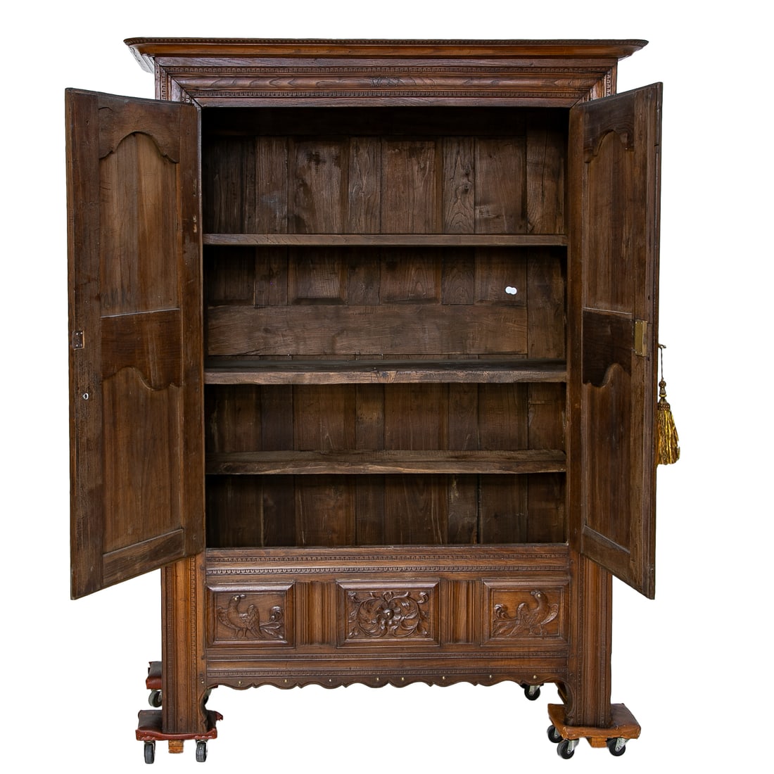 Late 19th C. French Carved Chestnut Marriage Armoire - 2