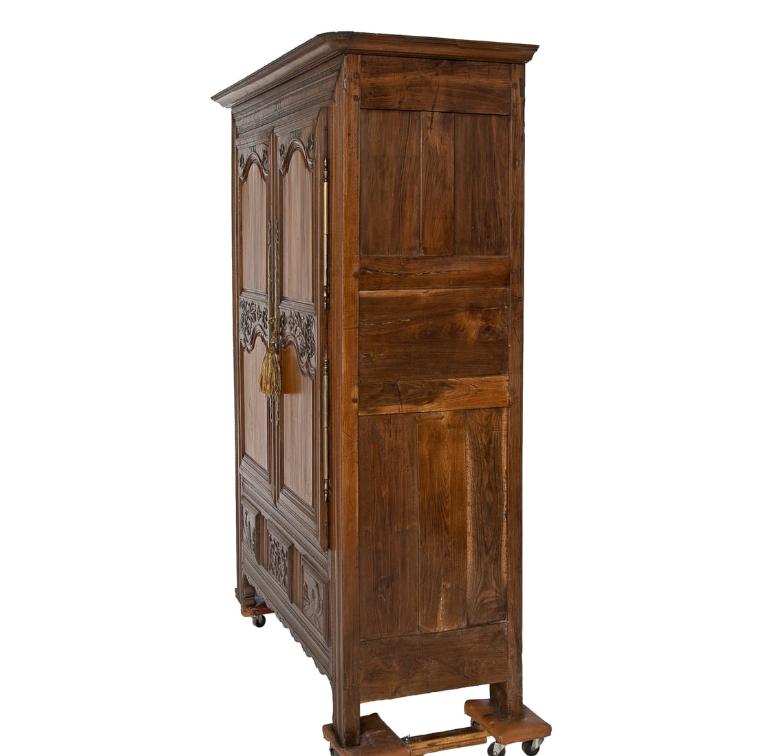 Late 19th C. French Carved Chestnut Marriage Armoire - 5