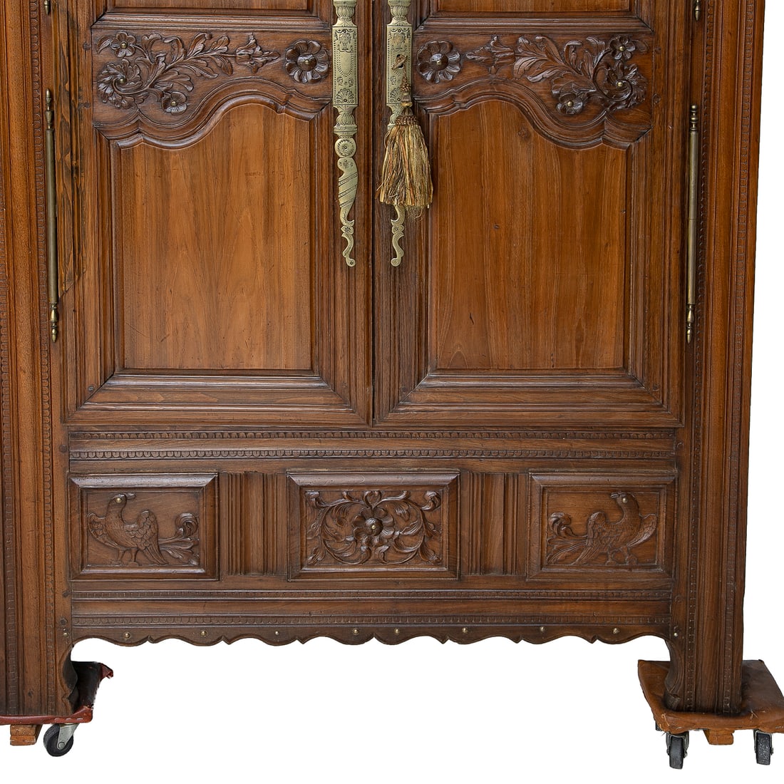 Late 19th C. French Carved Chestnut Marriage Armoire - 7