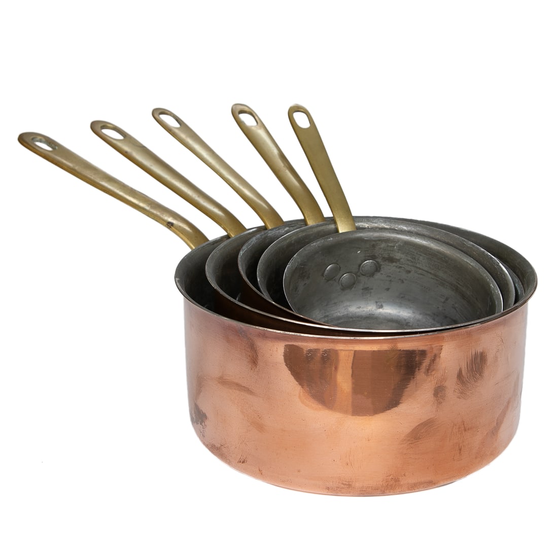 Vintage French L. Lecellier Copper Sauce Pans, Five Total (1 of 9)