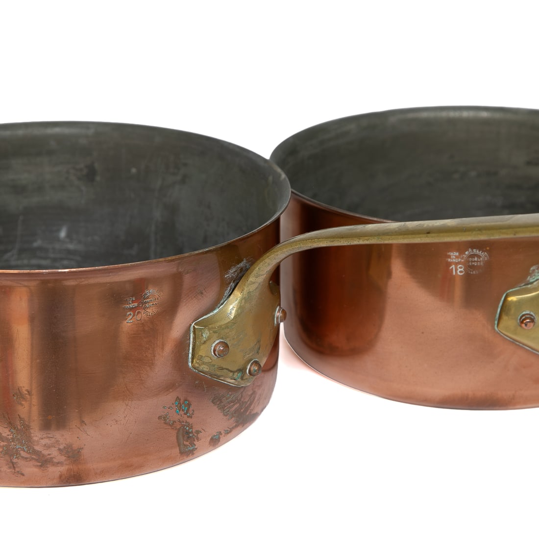 Vintage French L. Lecellier Copper Sauce Pans, Five Total - 5