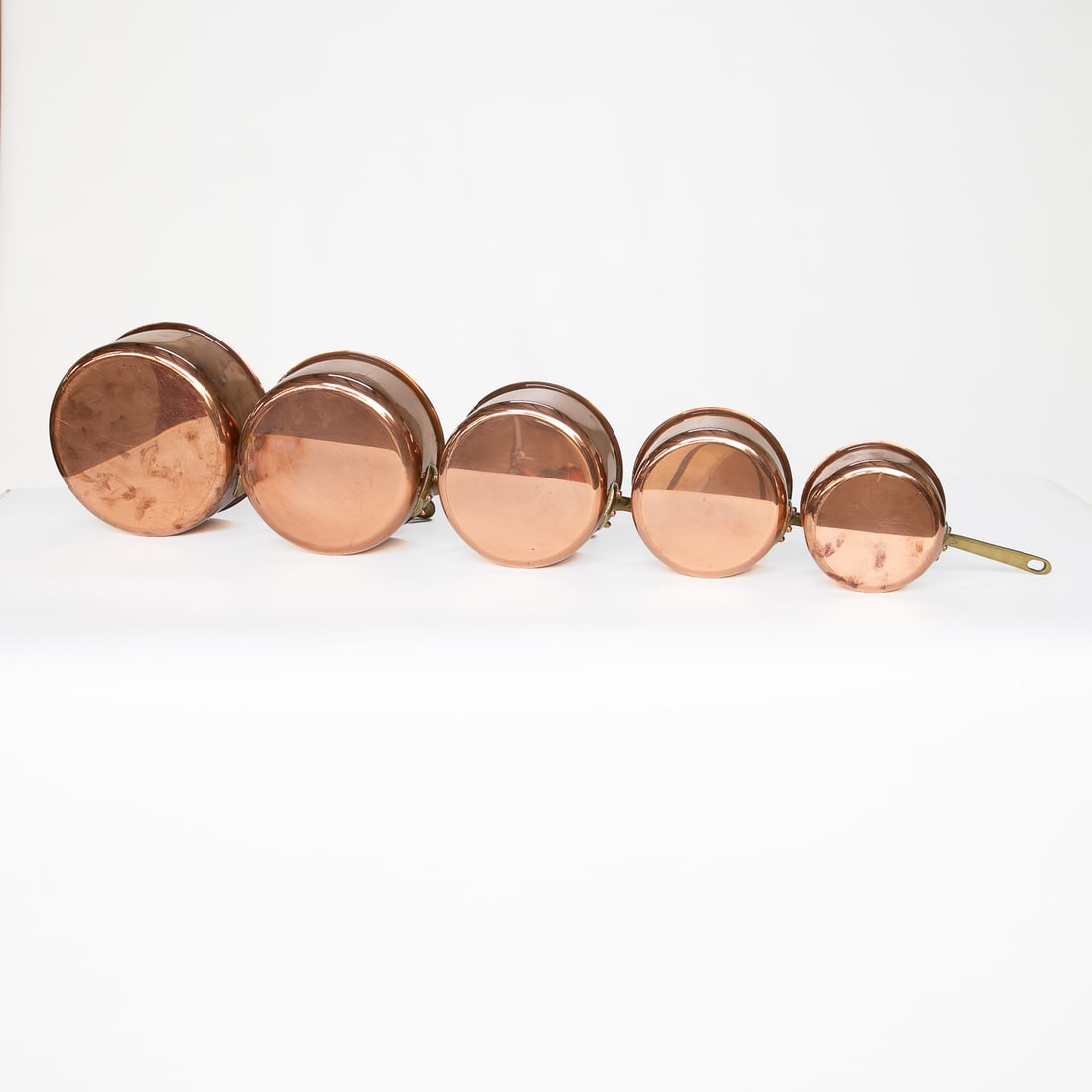 Vintage French L. Lecellier Copper Sauce Pans, Five Total - 7