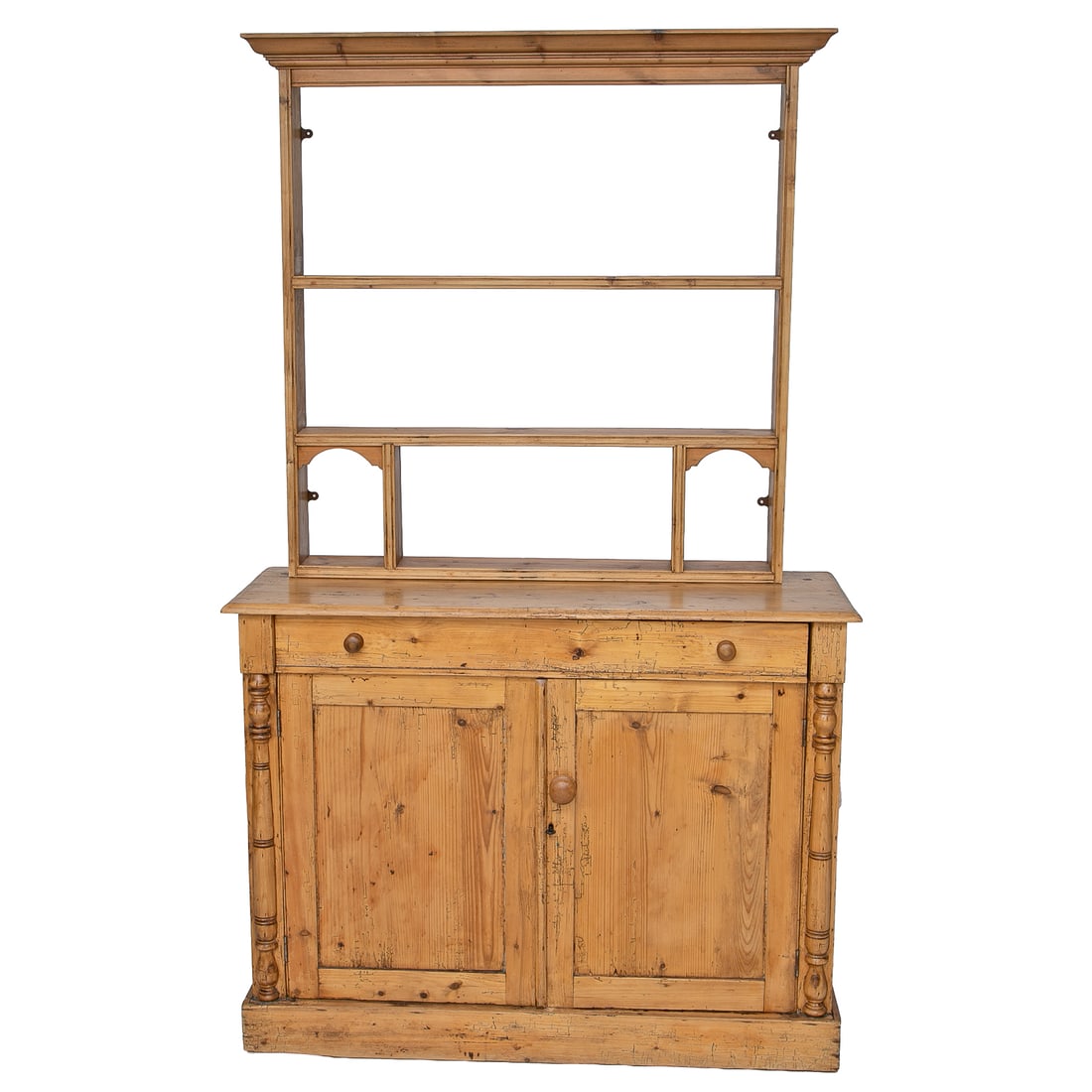 Antique English Pine Cupboard and Hanging Delft Rack (1 of 10)